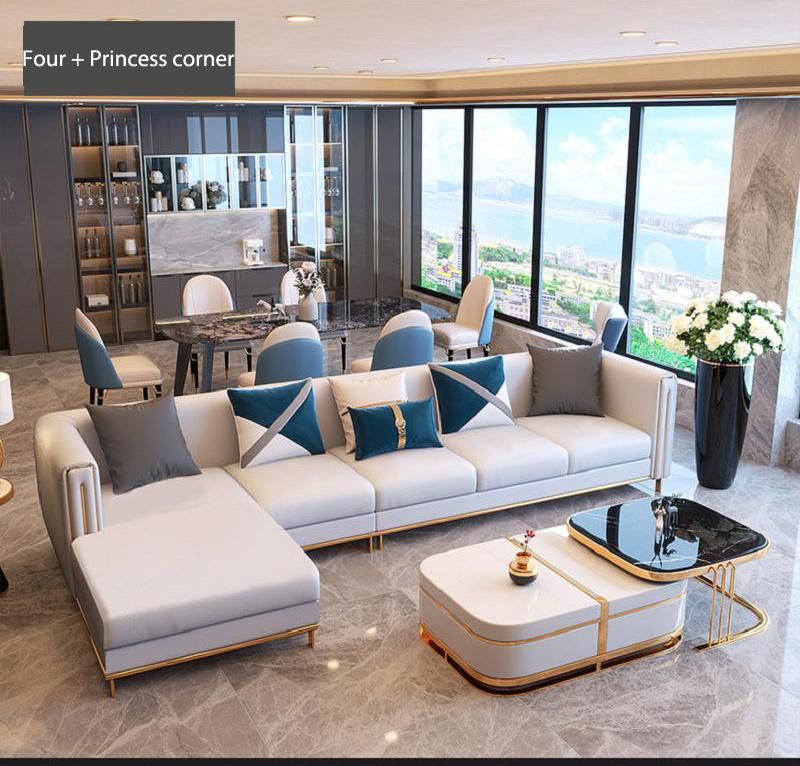 Modern Style Sectional Sofa Stainless Steel Frame Foshan Factory