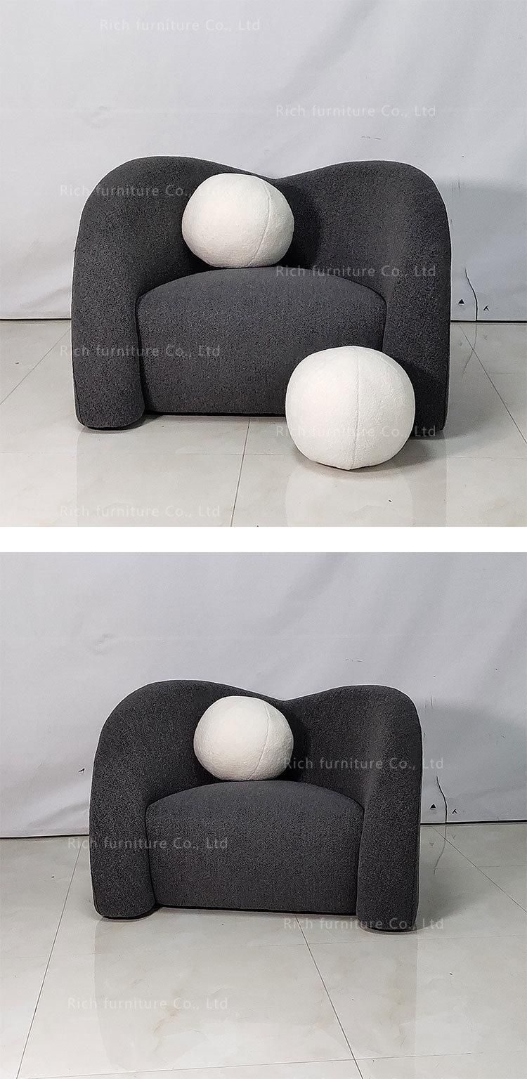 Italian Furniture Living Room Home Dark Grey Couches Waiting Room Sofa Seating Couch Stylish Teddy Sofa Fabric Big Single Sofa