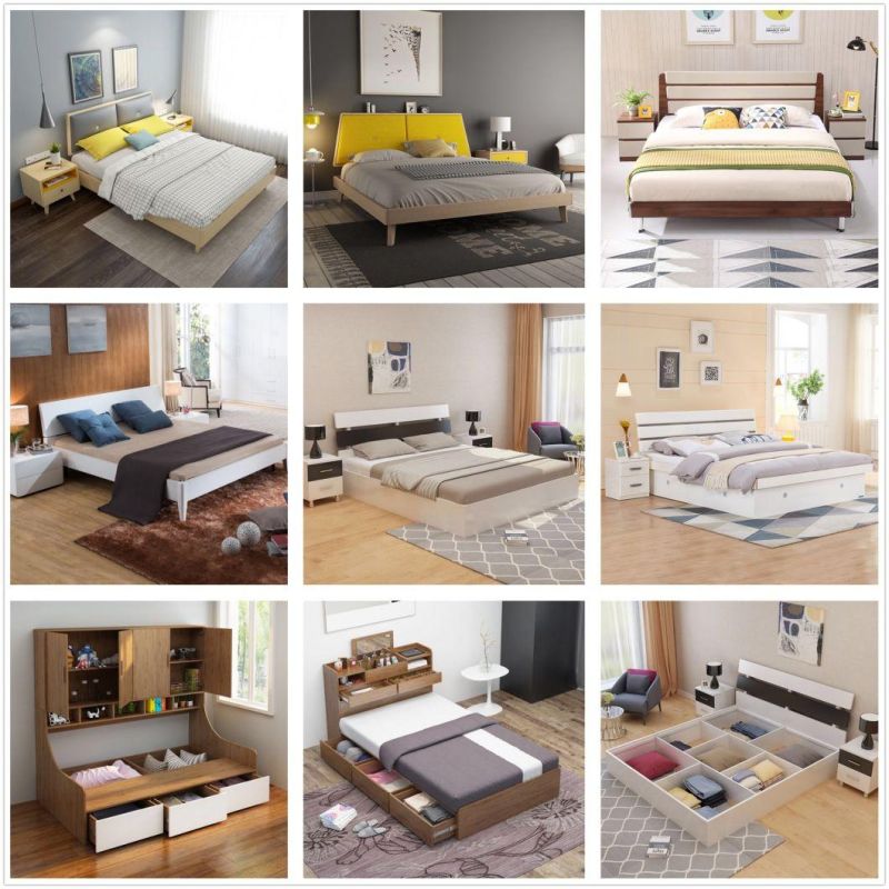 Natural Color Simple Furniture Bedroom Sets Home Hotel Wooden Sofa Bed with Drawer