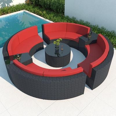 Rattan Garden Sofa Hotel Round Rattan Furniture Outdoor Sofa