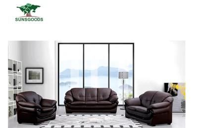 Wooden Frame Furniture Leisure Genuine Leather Chesterfield Furniture Sectional Sofa