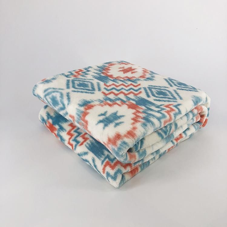 Blue Stripes Printed Flannel Fleece Sofa Bedding Blanket