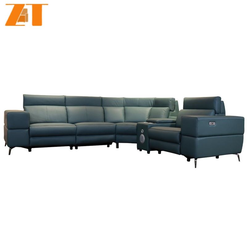 Italian Style Living Room Furniture Fabric Sofas Set Handrail Functional Leather Sofas