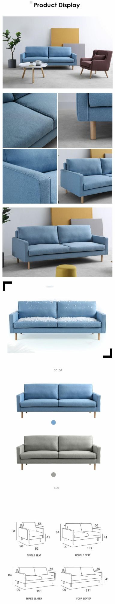 Chinese Living Room Furniture Modern Fabric Chesterfield Sofa