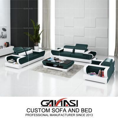 Italian Design Genuine Leather Home Furniture Sofa with Coffee Table