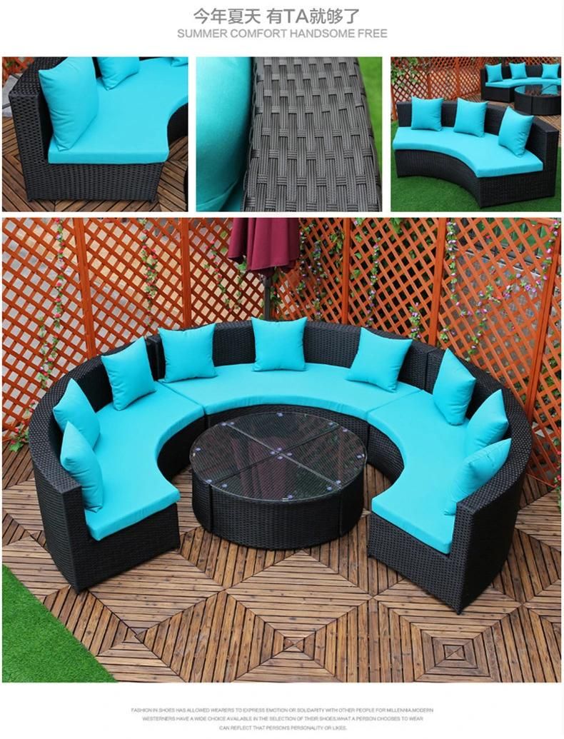 Round Rattan Sofa Leisure Tea Table Combination Sofa