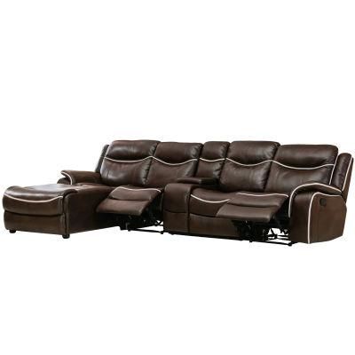 Top Grain Genuine Leather Comfortable Adjustable Headrest Home Cinema Sofa