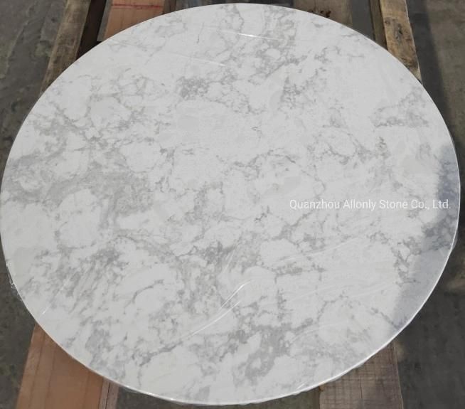 Dia 24 Inches Round Italian Bianco Carrara White Marble Table Tops