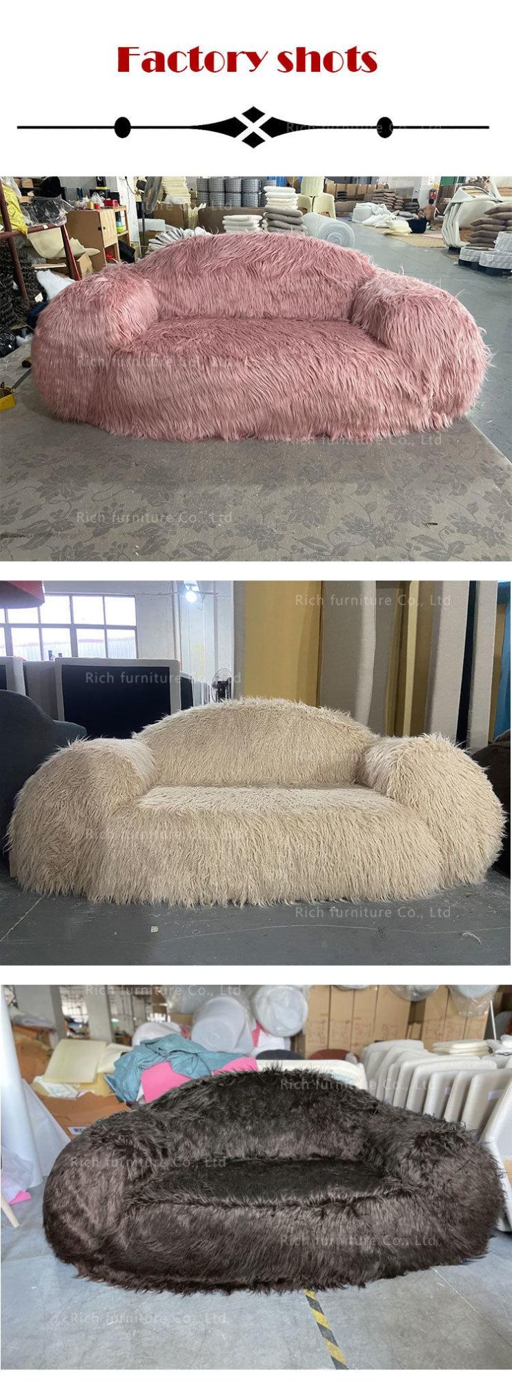 Divano Moderno 2 Seat Small Couch Furniture Modern Living Room Sofas and Loveseat Luxury Fur Pink Couch Fluffy Sofa