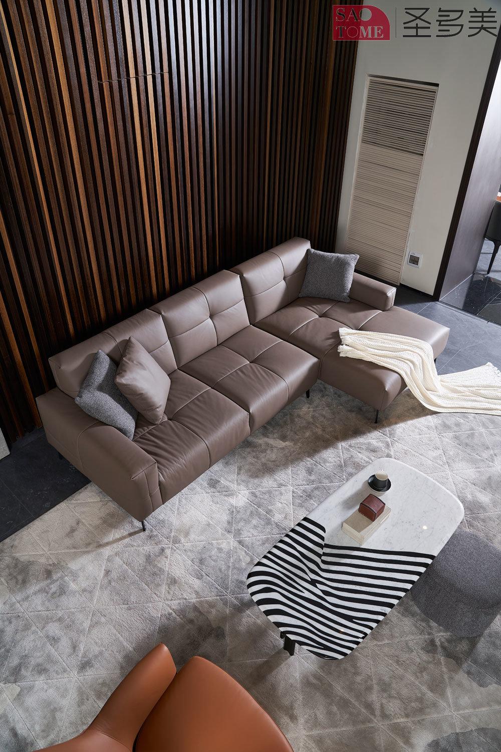 Simple Sofa Small Family Living Room Three Person Novartis Geni Genuine Leather Sofa