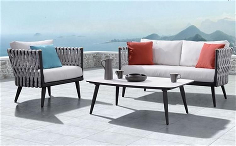 Popular Garden Patio Outdoor Sofa Set Aluminum Rope Woven Garden Furniture Set