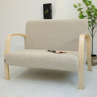 Double seat wooden sofa coffee shop commercial sofa