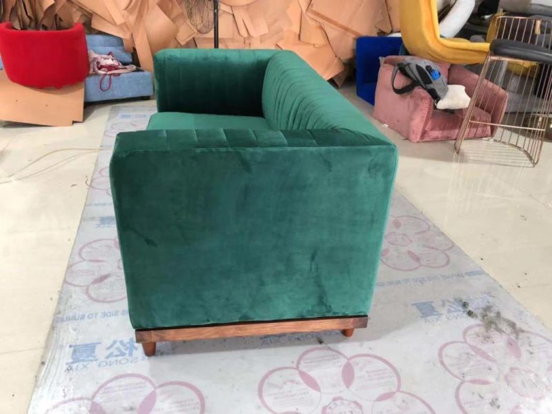 European Style 3 Seater Velvet Fabric Living Room Cushion Sofa