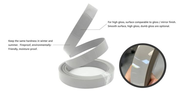 High Quality Glossy White PVC Edge Banding / Plastic Shelf Edge Banding Tape / Laminated Edge Strips Bunnings Furniture Tape