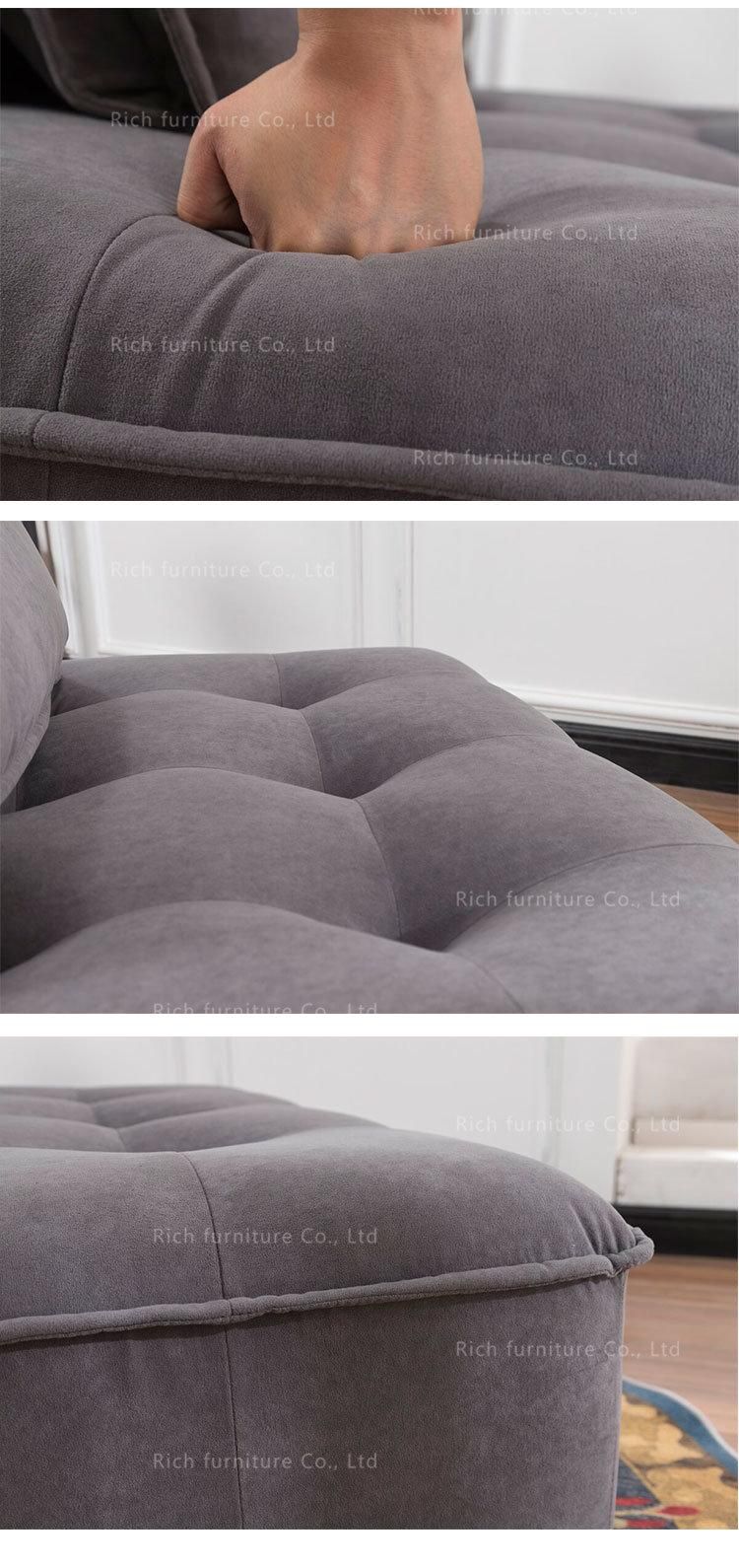 Divano Moderno Single Sofa 1 Seat Modern Velvet Fabric Sofa Grey Furniture Seating Living Room Tufted Velvet Sofa