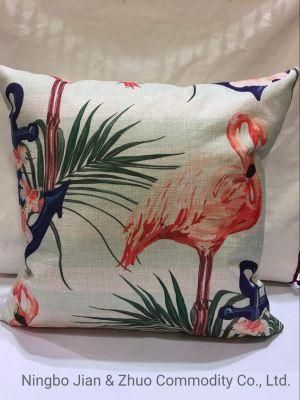Custom Polyester Digital Printing Flamingo Plant Polyester Pillow Cushion