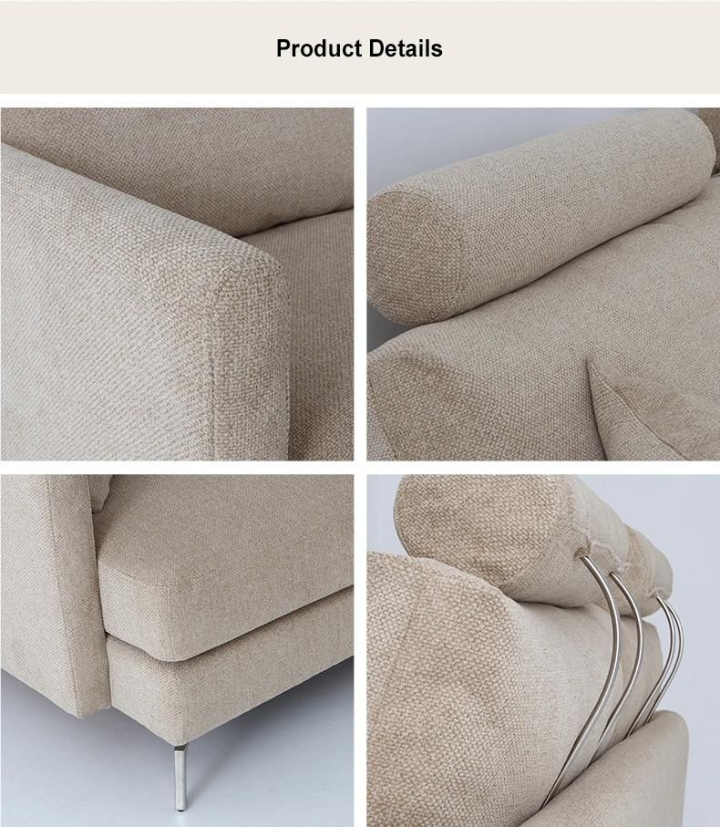 Iron Legs Sofa with Sponge L Shape Furniture Sofa