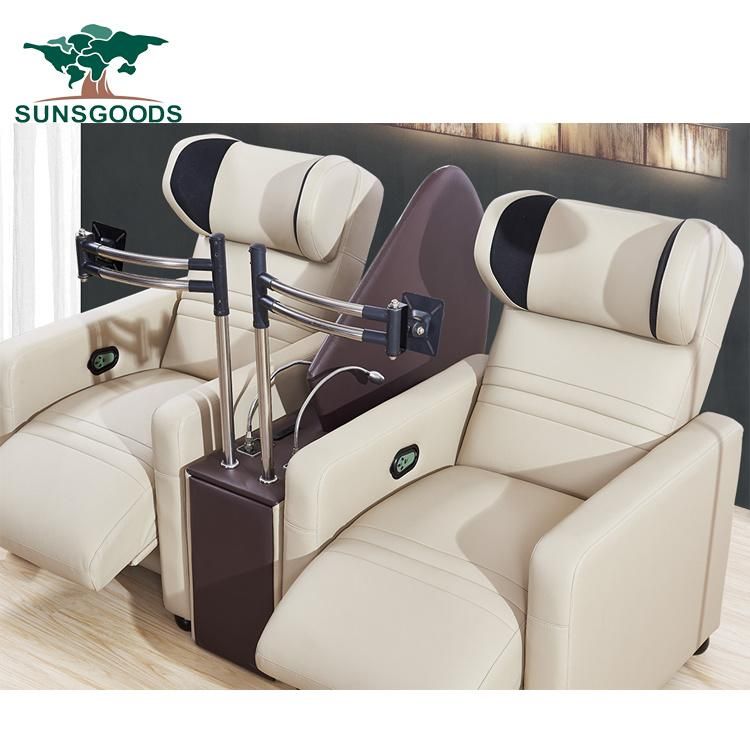 Factory Supply 2 Seats Cinema Genuine Leather Home Theather Power Sofa