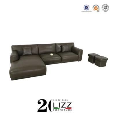Modern Living Room Home Furniture Genuine Leather Leisure Sofa