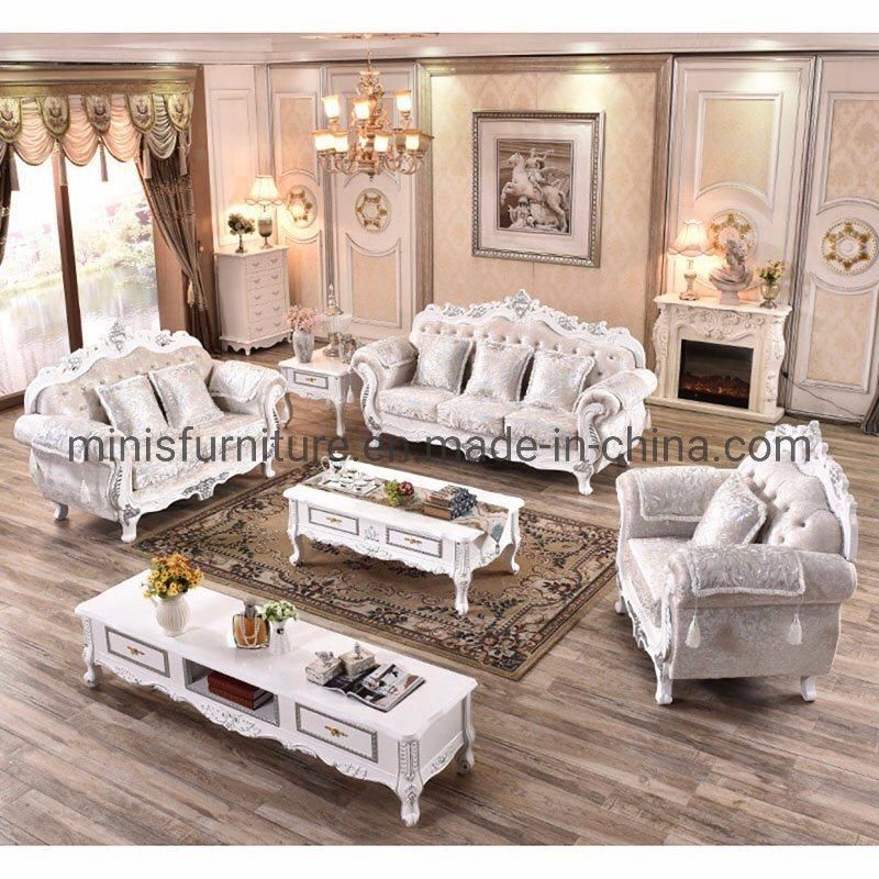 (MN-SF113) Factory European French Lounge/Lobby/Home Furniture Living Room Fabric Sofa