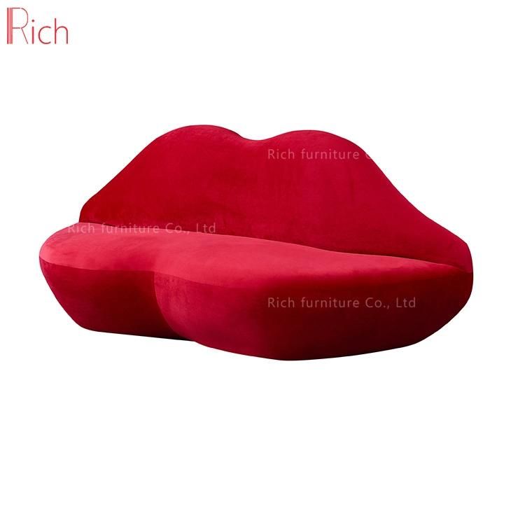 Unique Home Furniture Hot Sex Design Bocca Lounge Couch Living Room Leisure Fabric Red Lip Sofa Event Hotel