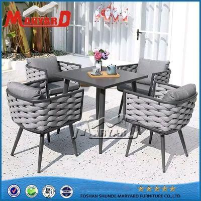 5 Pieces Luxury Furniture Rope Weaving Table Chairs Outdoor Dining Set