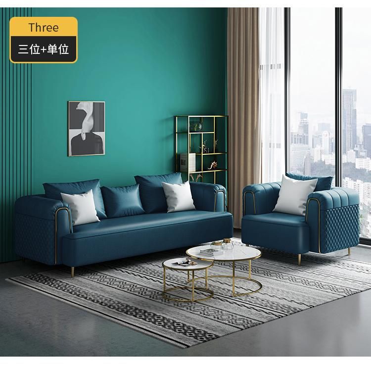 344 Cm Length 4 Seat High Quality Feather Memory Foam Dark Green Fabric Sofa Set with Gold Feet