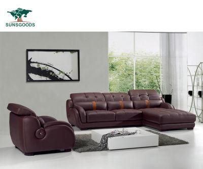 American Style Sectional Modern Leisure Hotel Genuine Leather Corner Furniture Sofa Set