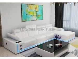 S833c Luxury Leather Modern Sofa with LED Light and Speaker