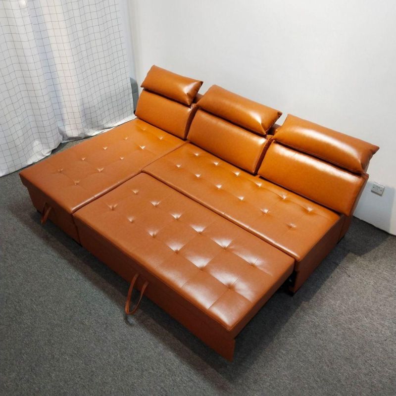 New Arrival Leather Sofa Set Functional Pulling out Sofa Cum Bed