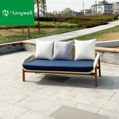 Garden Furniture Customized Teak Furniture Luxury Rattan Sofa with Wooden Base
