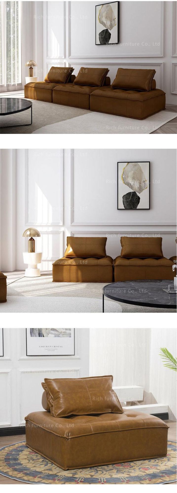 Modern Apartment Space Saving Velvet Sectional Square Sofa