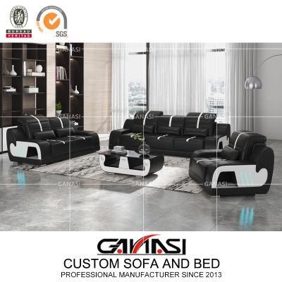 Living Room Leisure Style 1+2+3 Sofa Sets with LED and Coffee Table