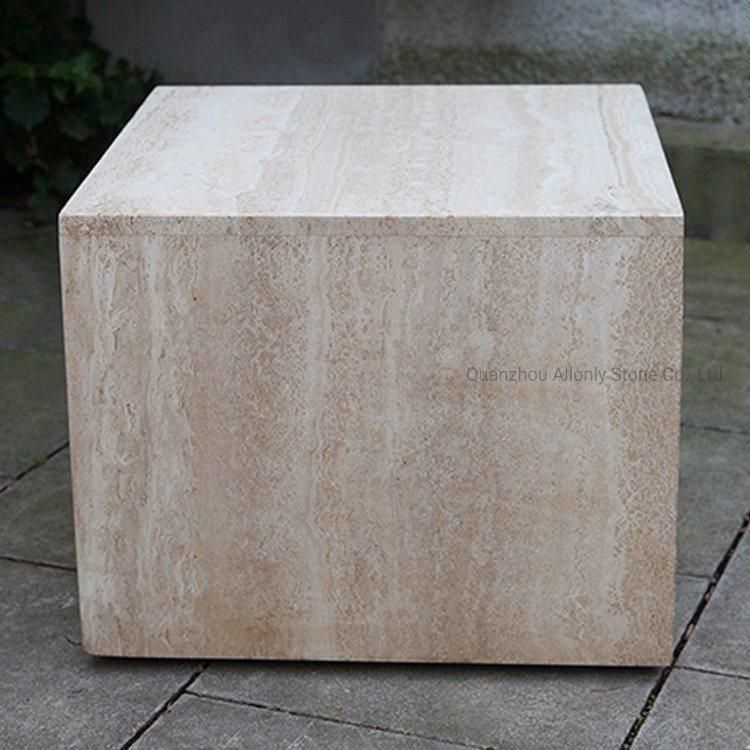 Living Room Travertine Coffee Table Square Bed Stone Side Table
