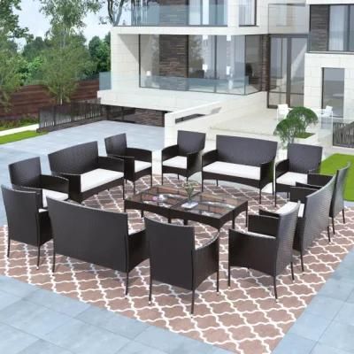 U_Style 16 Piece Outdoor Garden Rattan Patio Furniture Set Cushioned Seat Wicker Sofa