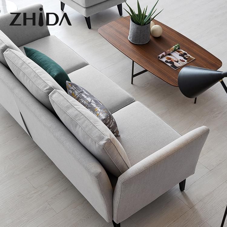Home Furniture Fabric Linen Sectional Sofa Modern Furniture 1 2 3 Seater Sofa Living Room L Shape Corner Removable Cover Sofa Furniture Set