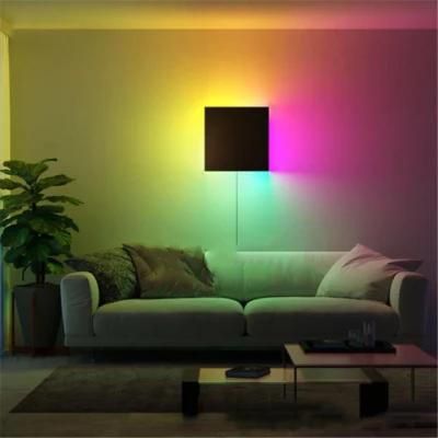 Nordic RGB Wall Lights Square Indoor Modern Decorative Living Room Sofa Bedroom Bedside LED Wall Lamp with Remote Control