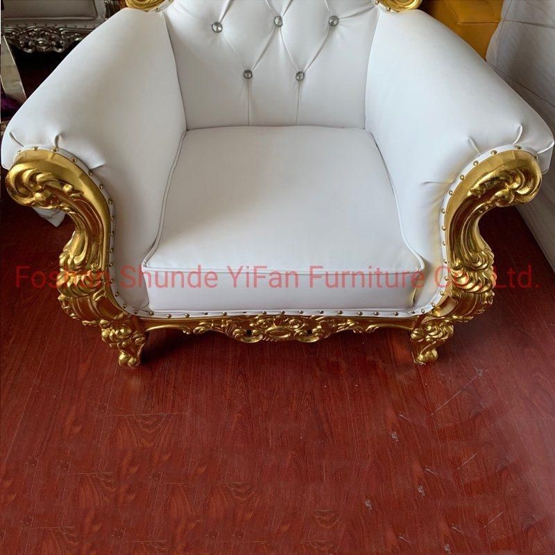 Hotel Lobby Furniture Wood Carved High Back Wedding Sofa Chairs in Optional Color for KTV furniture and Wedding Furniture