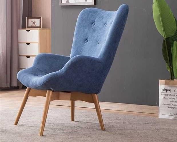 Home Furniture Nordic Fabric Single Seater Armchairs Modern Sofa Lounge Chair with Wooden Legs Living Room Sofa