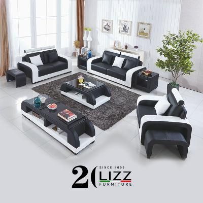 China Factory European Style Home Furniture Lounge Sectional Sofa Real Leather Sofa