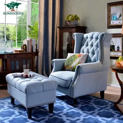Wood Frame Chesterfield High Back Chaise Lounge Chair Furniture