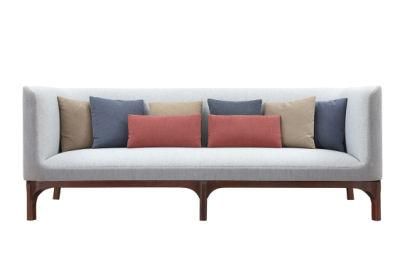 Living Room Hotel Lobby Reception Area Fabric Wooden Sofa