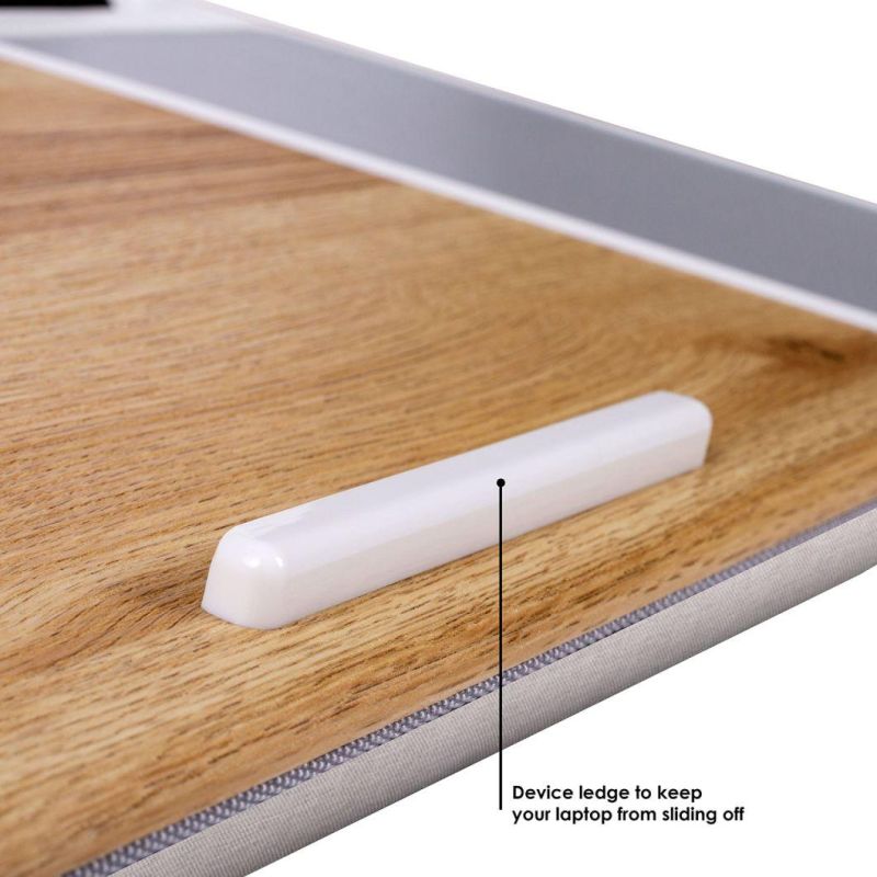 Gogobs Home Office Lap Desk with Device Ledge Mouse Pad, and Phone Holder Lap Desk with Pillow Solid Wood Plastic Bamboo Laptop Tray Bed Sofa Desk Table