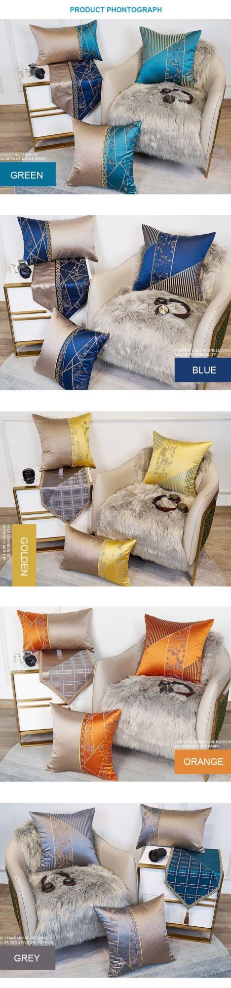 Throw Pillow Soft Silk Jacquard Office Cushion for Home Custom Size 45*45 Stock