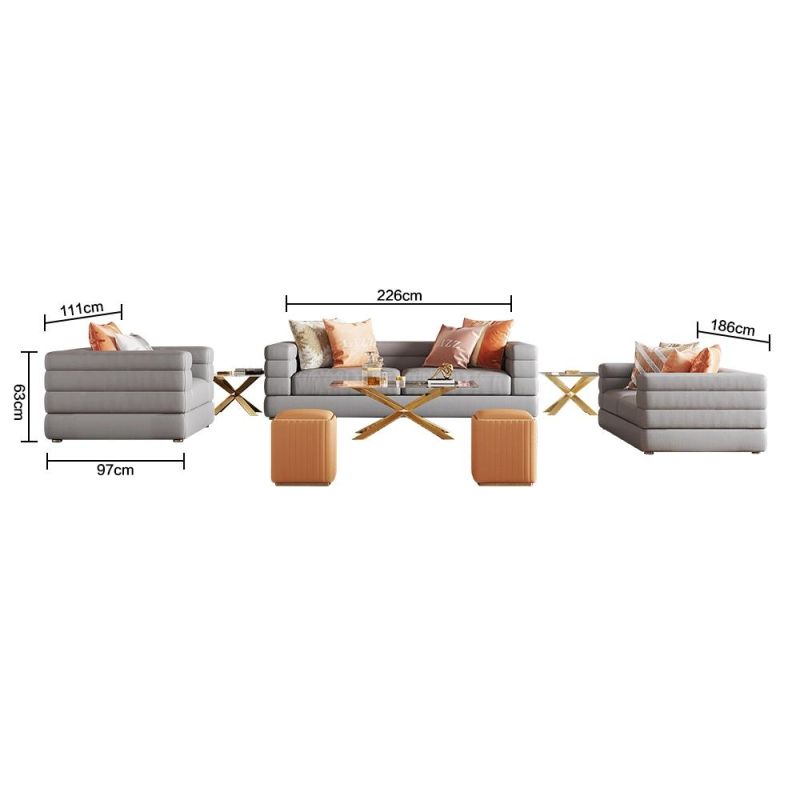 New Arrivals Luxury Velvet Office Furniture Sectional Modern Dubai Beige Home Fabric Sofa Set for Living Room