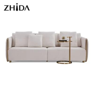 Italian Modern Couch Set Design Home Living Room Furniture Luxury Gold Metal Armrest Sectional Velvet Upholstery Fabric Sofa