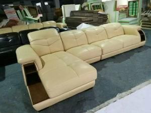 Cream Color Canton Fair Sofa, China Leather Sofa, Europe Modern Sofa (A64)