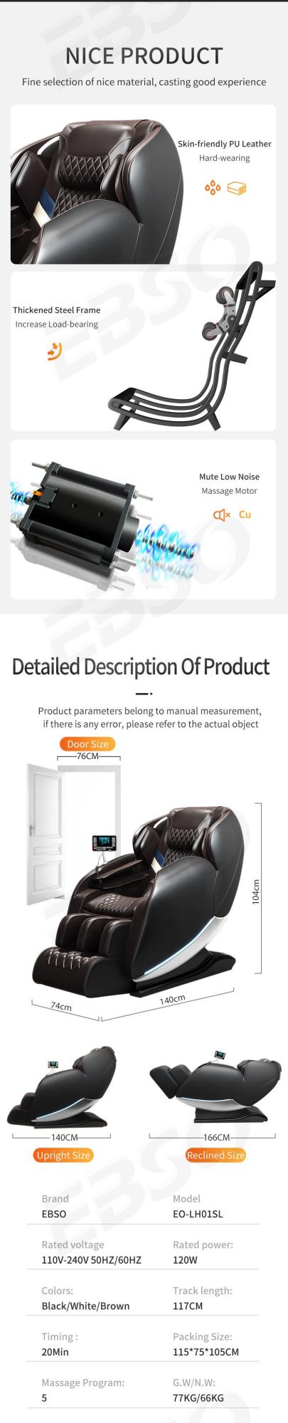 Hand Electric Ai Smart Recliner SL Track Shiatsu 4D Zero Gravity Luxury Massage Sofa for Home Office