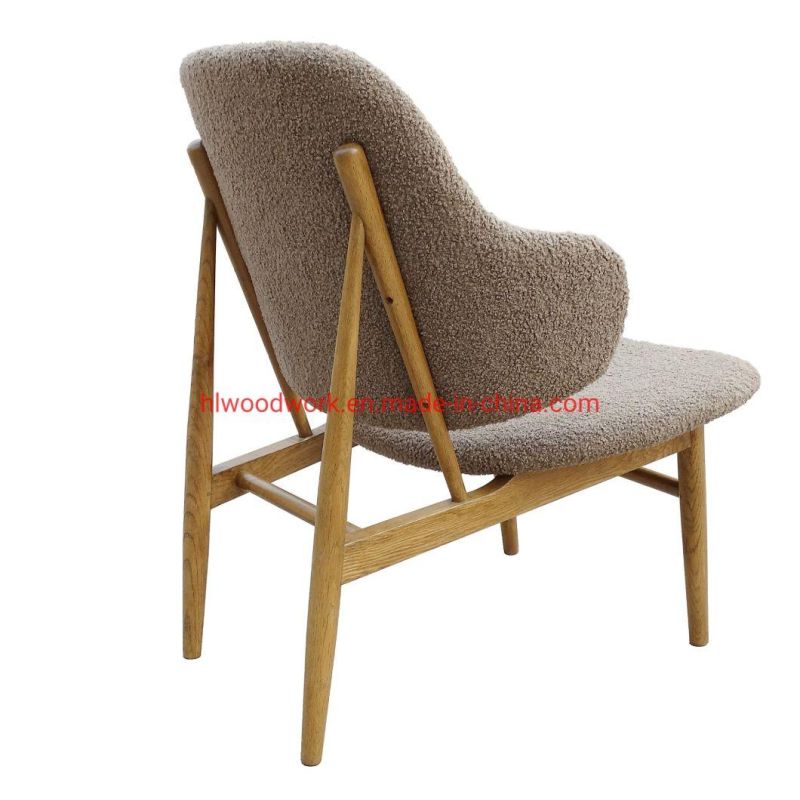 Magnate Chair Brown Teddy Velvet Oak Wood Frame Brown Color Dining Chair Wooden Chair Lounge Sofa Coffee Shope Arm Chair Living Room Sofa
