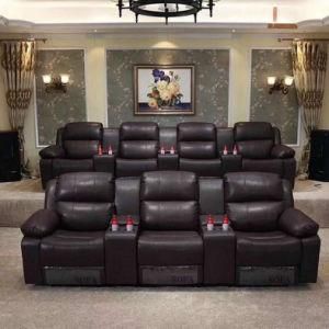 Brown Color Home Theater Manual Type Recliner Cinema Sofa (Home 3)